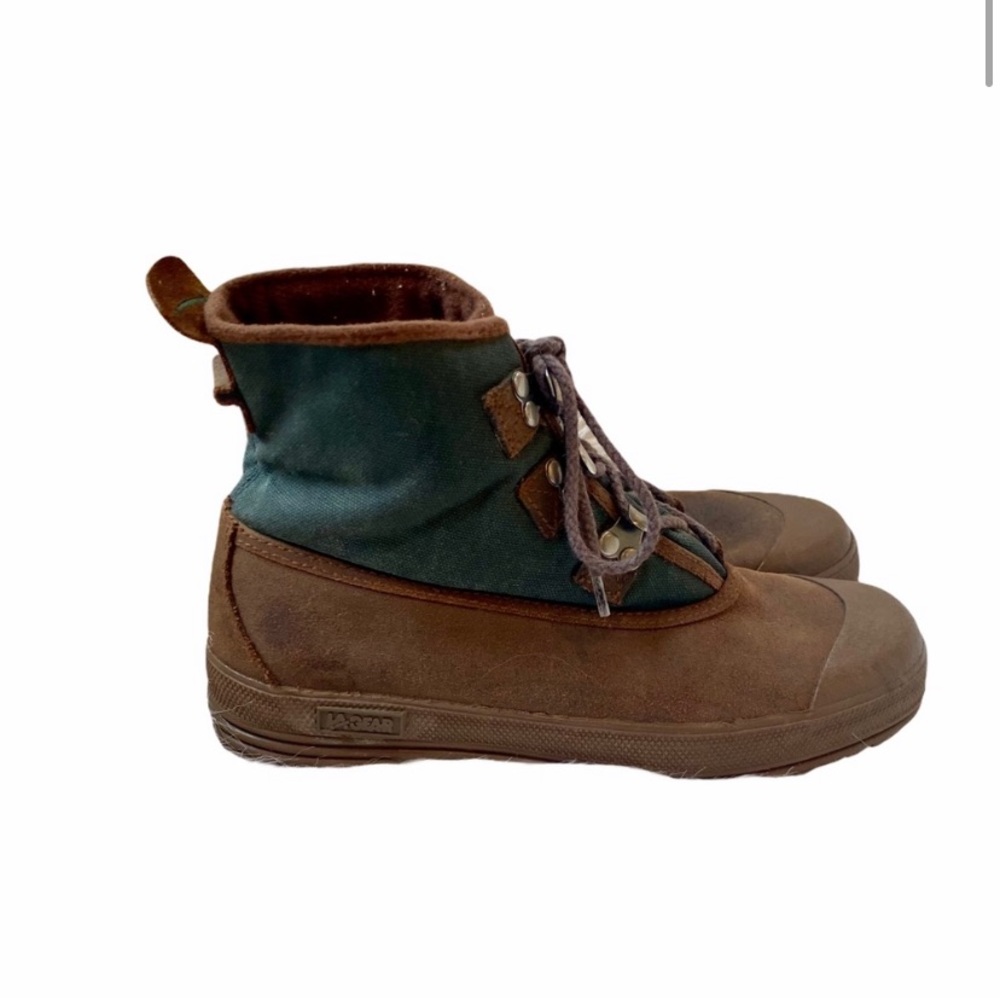LA Gear Lace Up Ankle Boots Canvas & Leather